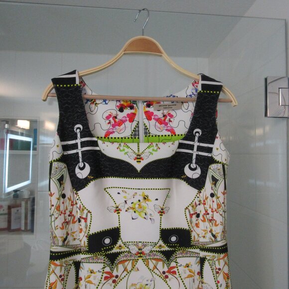 PICCIONE PICCIONE Made In Italy Colorful Abstract Print Dress with Bees--Size 42 - Picture 2 of 9